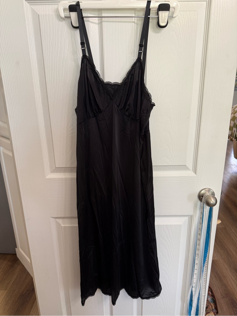 Shadow Line Vintage Black Nylon Slip Dress Lace Trim Y2K Goth Fairy Grunge 40